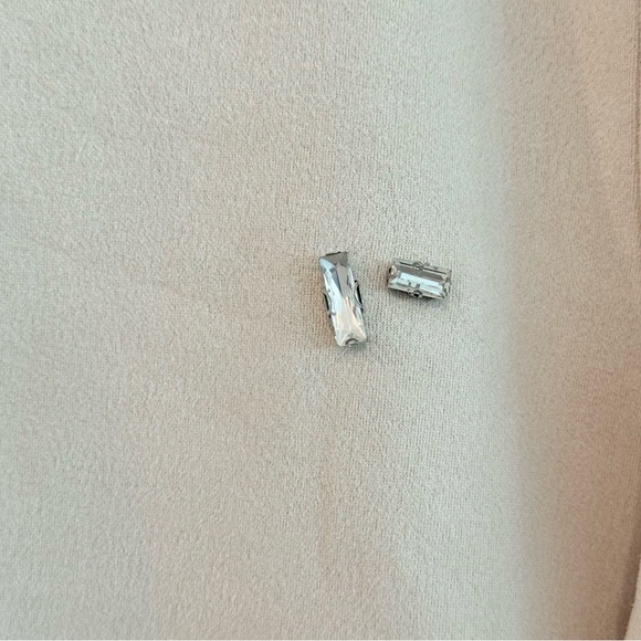 Zara Faux Suede Jewel Dress Elegant Cream Dress with Silver Accents - Picture 4 of 6